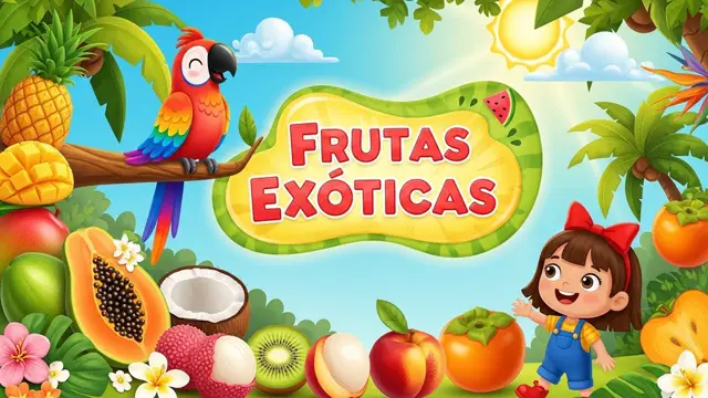 Frutas Exóticas del Mundo para Niños: Kiwi, Mango, Lichi y Papaya