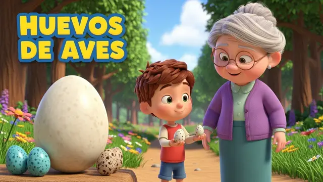 Huevos de Aves para Niños: Gallina, Pato, Petirrojo y Avestruz