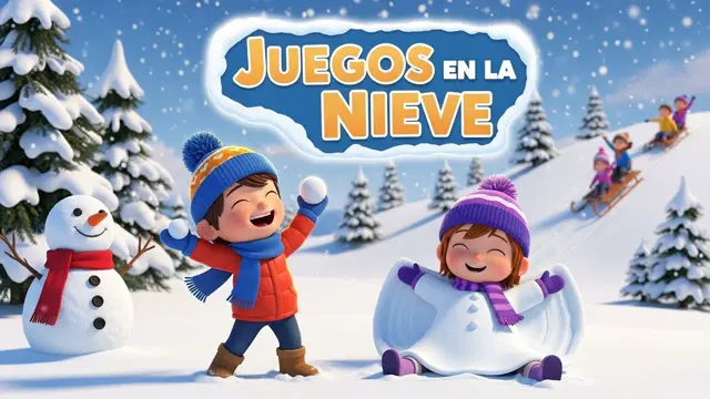 Juegos en la Nieve para Niños: Muñeco de Nieve, Trineo y Vocabulario de Invierno